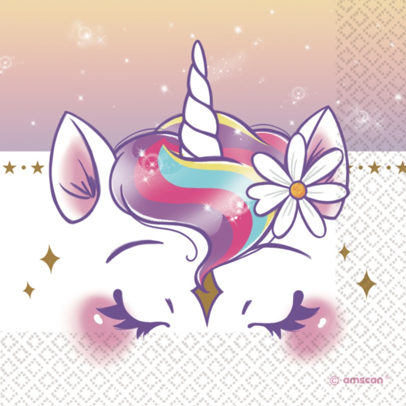 16 Unicorn Dreams napkins 33x33cm