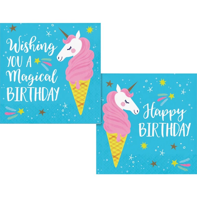 16 unicorn galaxy napkins 33cm