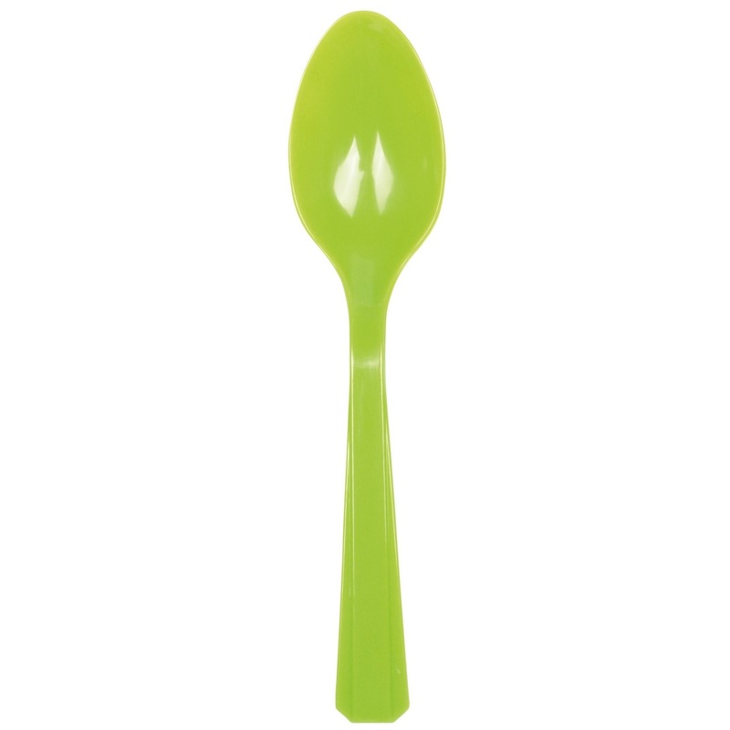 20 kiwi green plastic spoons