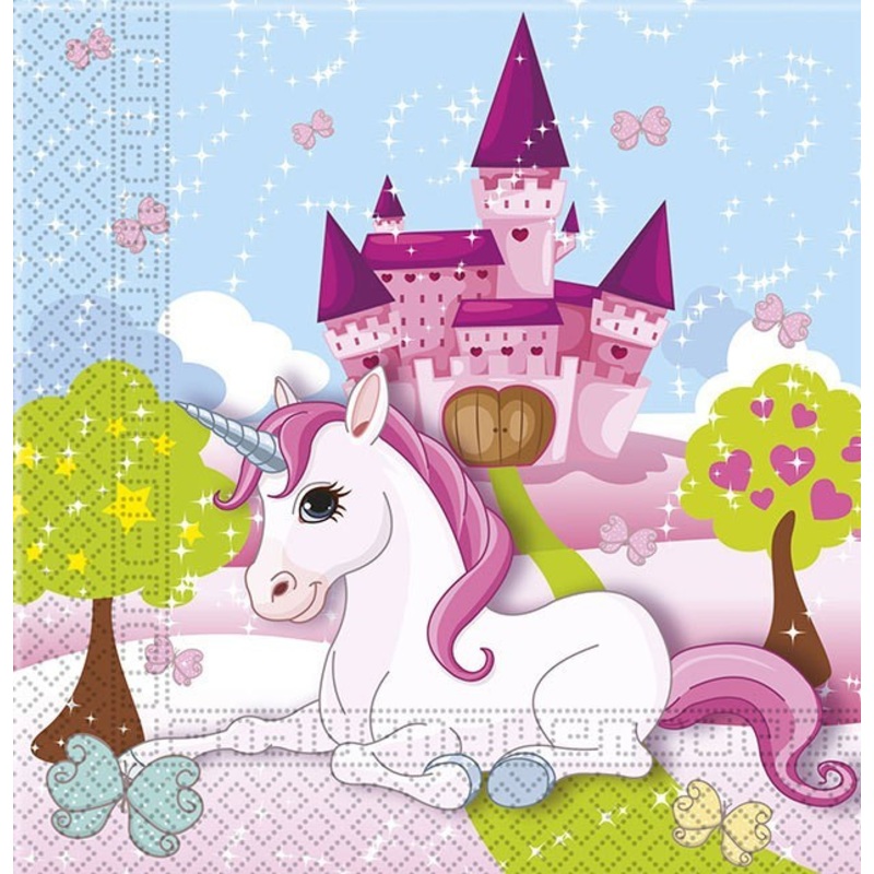 20 unicorn dream world napkins 33cm