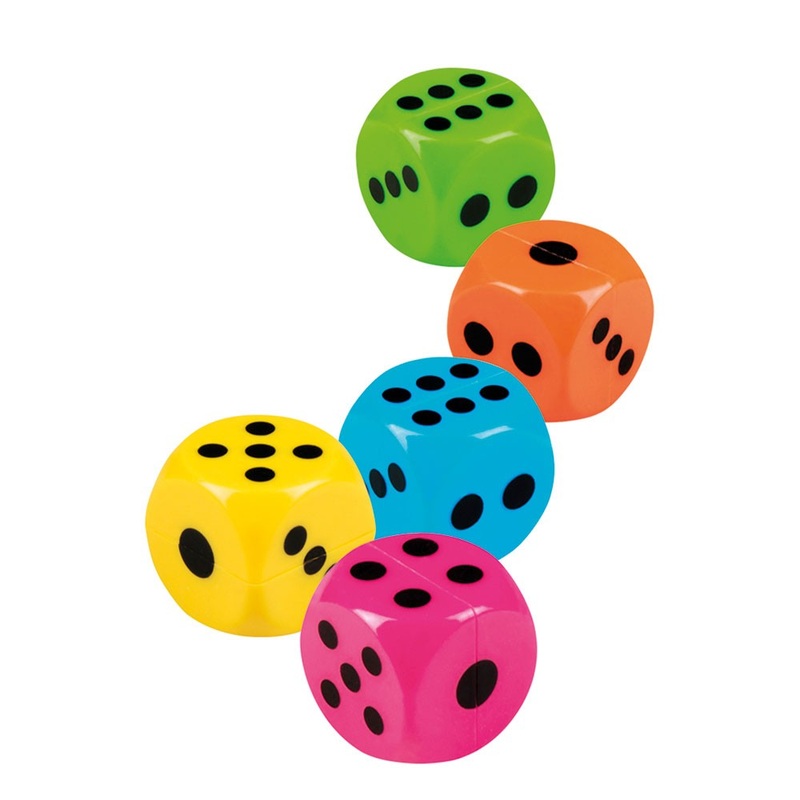 5 colorful party game cubes