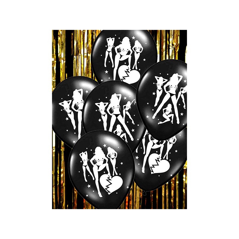 6 hot balloons black and white 30cm