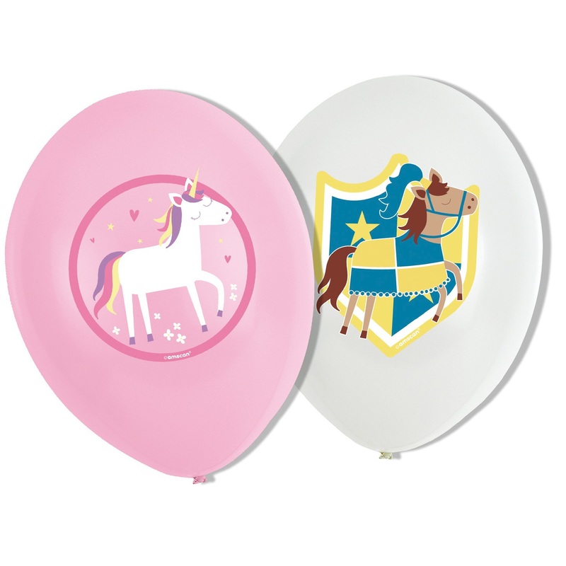 6 princess & knight balloons 27.5cm