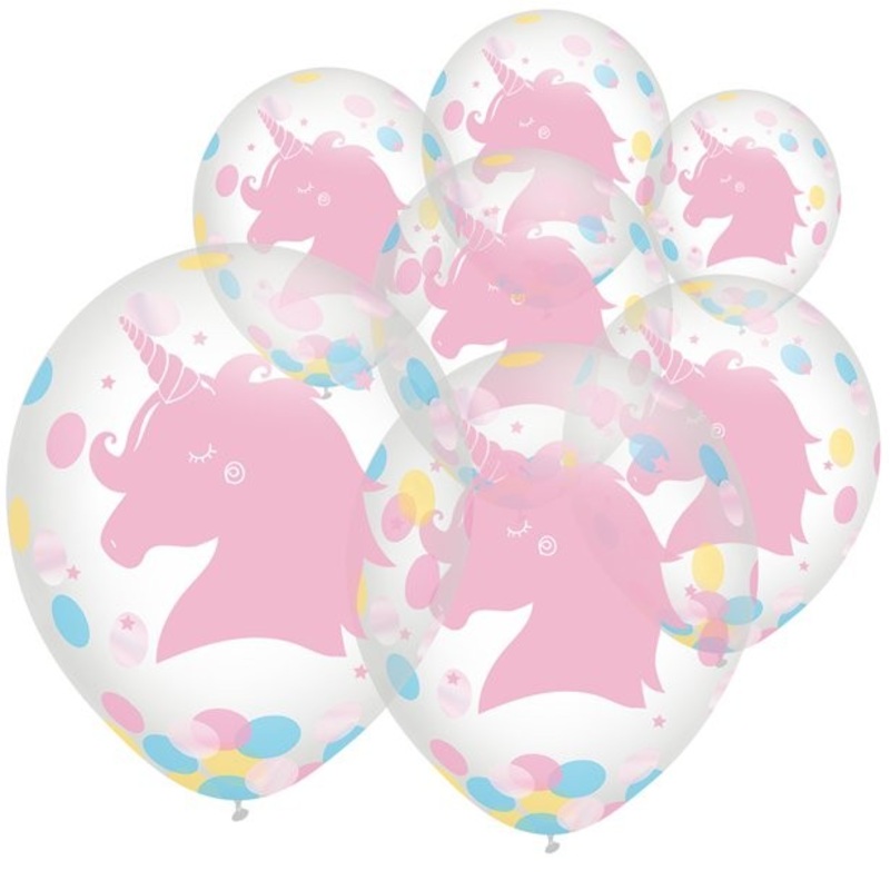 6 unicorn confetti balloons 30cm