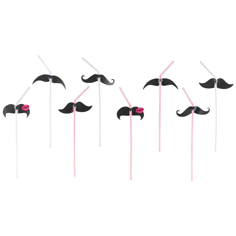 8 cute mustache straws 24cm