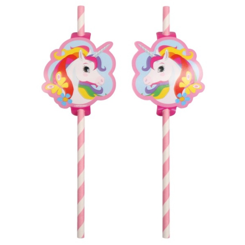 8 Magical Unicorn Rainbow Sparkle Straws