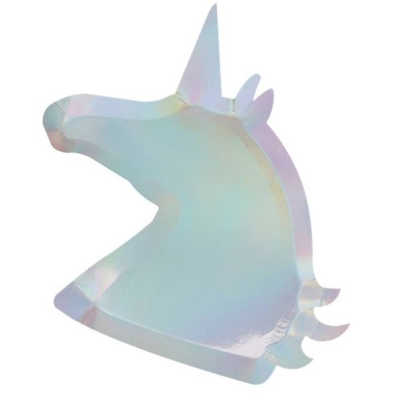 8 Shiny Unicorn paper plates 30cm