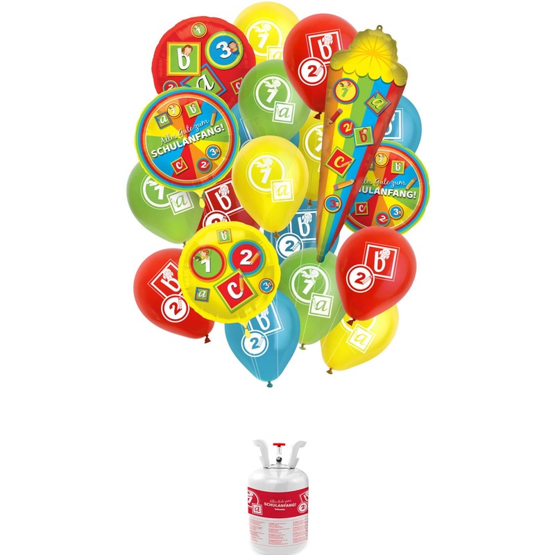 Back to school helium bottle with balloons