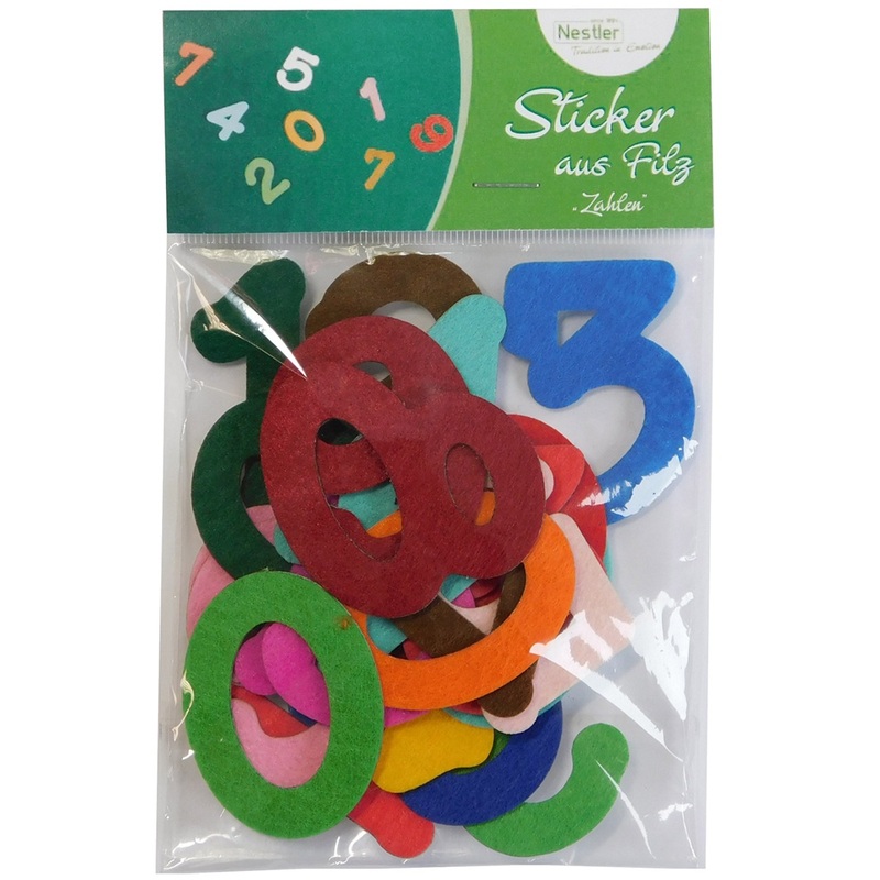 Number sticker set made of felt