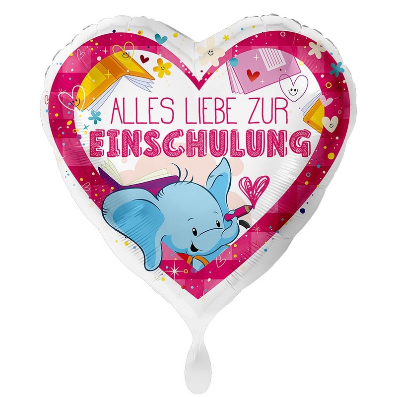 Pink enrollment heart balloon elephant 43cm