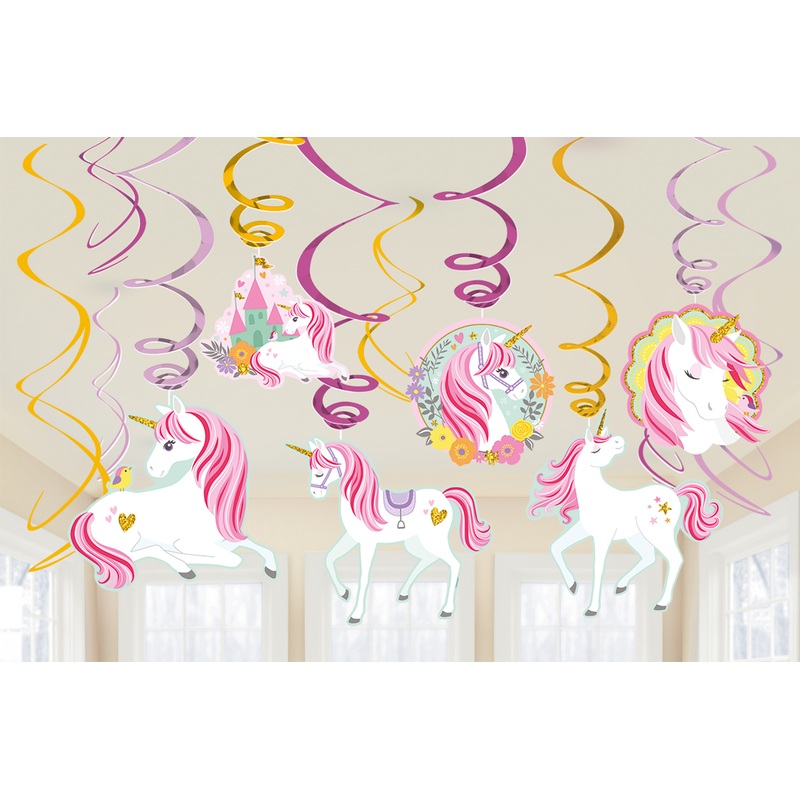 12 decorative spirals unicorn party