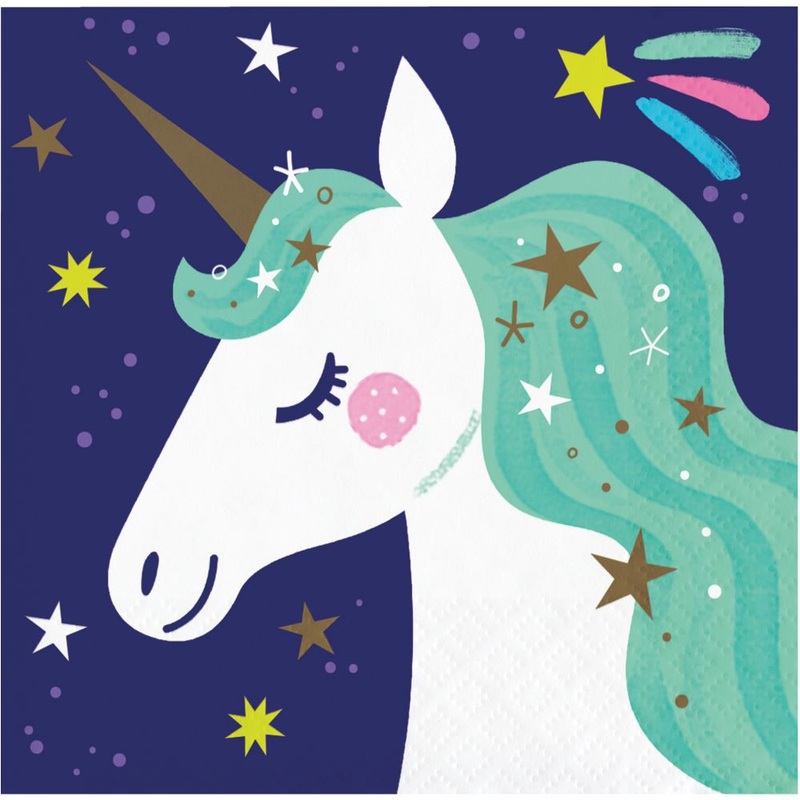 16 unicorn galaxy napkins 25cm