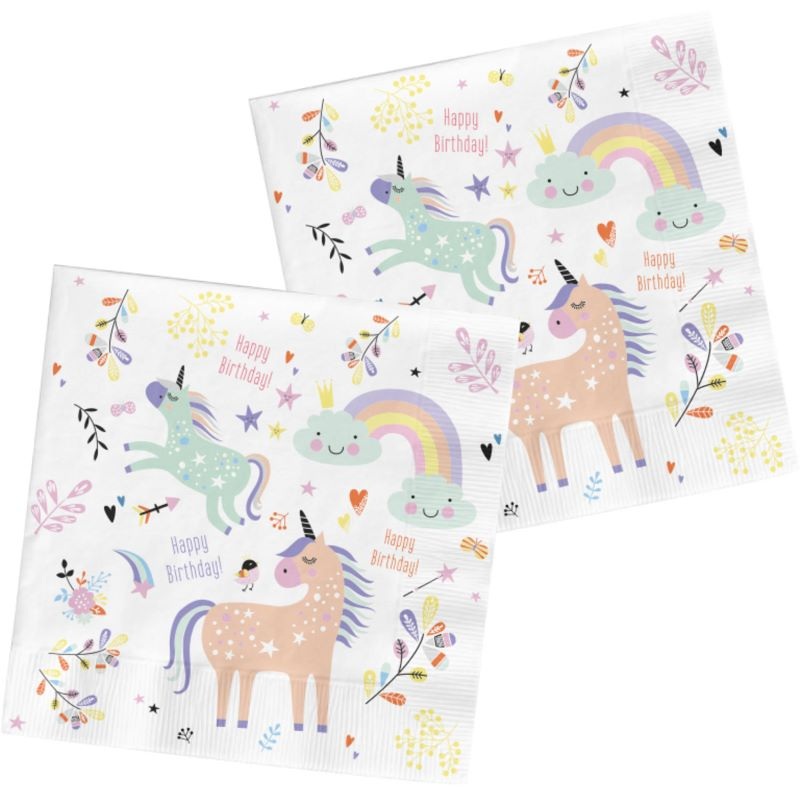 20 Glady Unicorn napkins 33cm