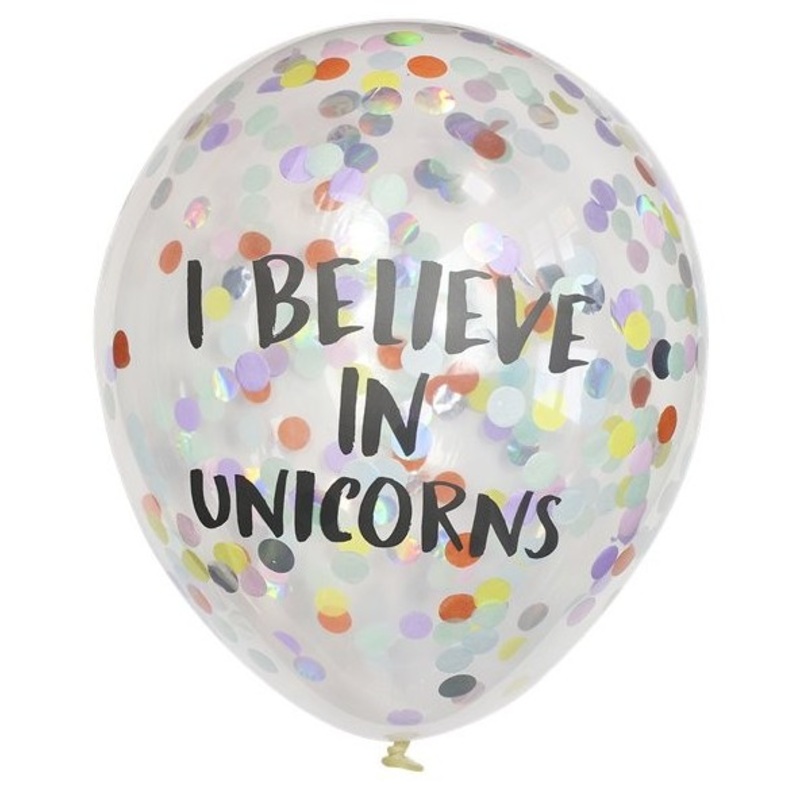 5 I Believe in Unicorns Confetti Balloons 30cm