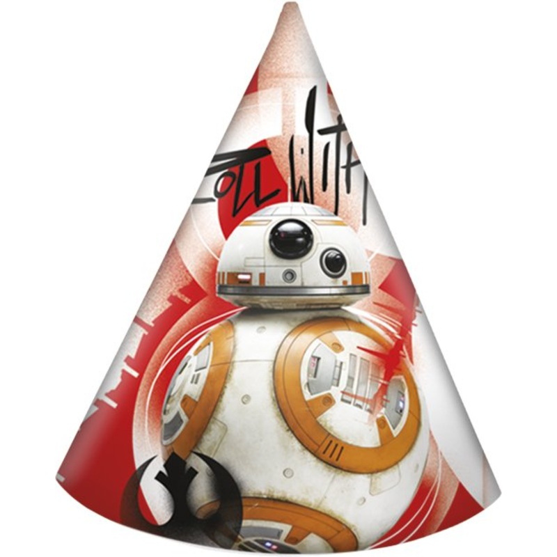 6 Star Wars Last Jedi party hats 16cm