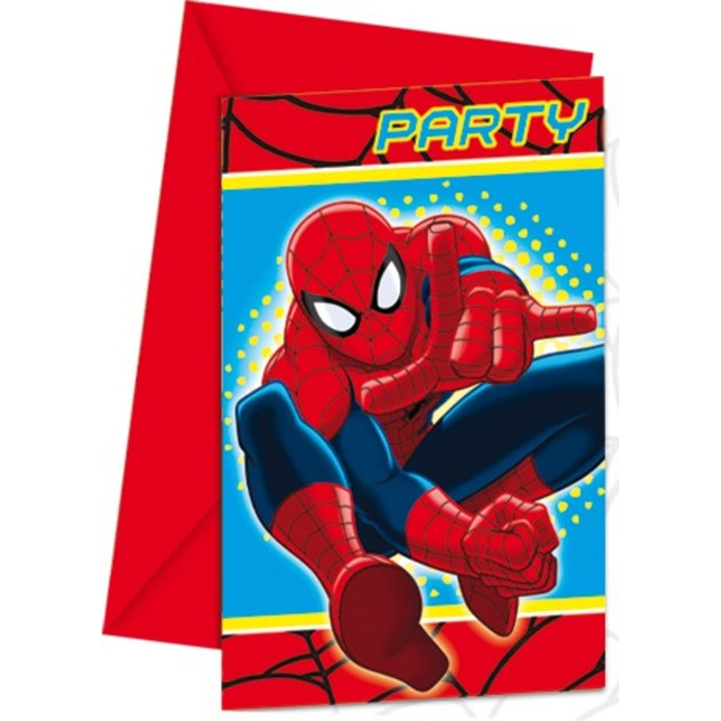6 Ultimate Spiderman invitation cards