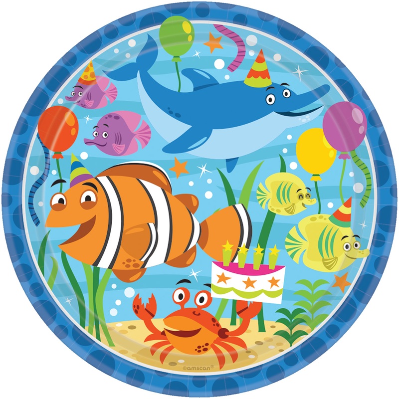 8 paper plates Partytime sea animals 22.8cm