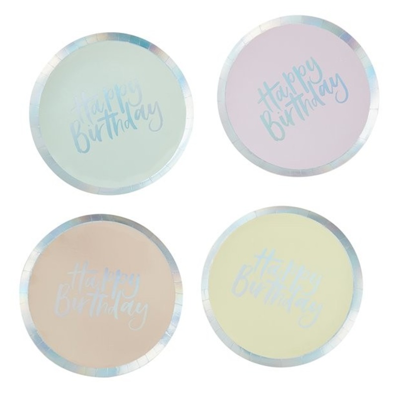 8 Rainbow Cake paper plates 25.5cm