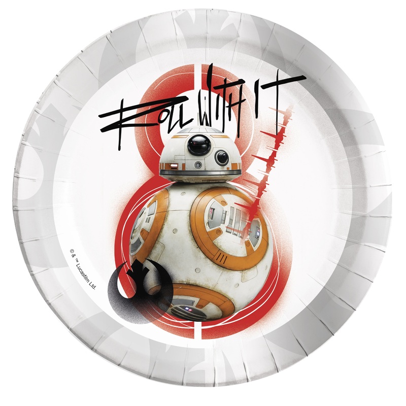8 Star Wars Last Jedi BB-8 paper plates 23cm