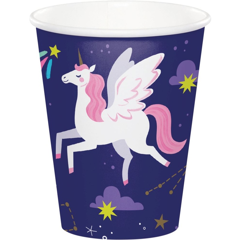 8 unicorn galaxy paper cups 250ml
