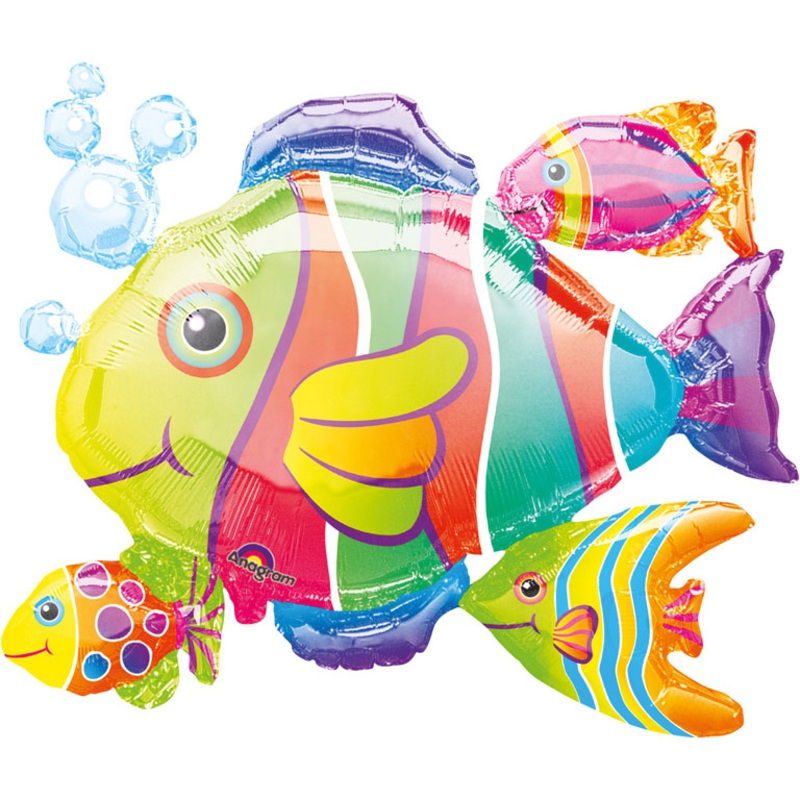 Colorful school of fish foil balloon