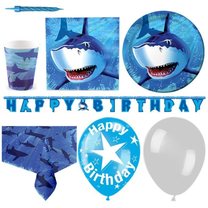 Premium party set wild shark 16 people