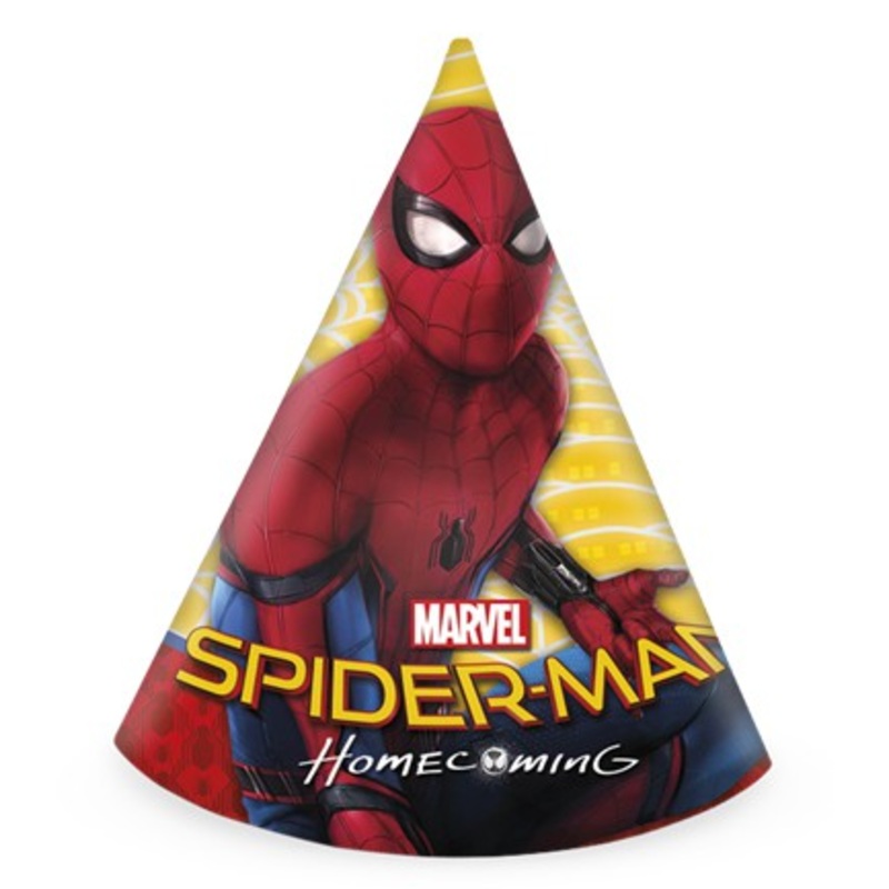 Spiderman Homecoming 6 party hats 16cm