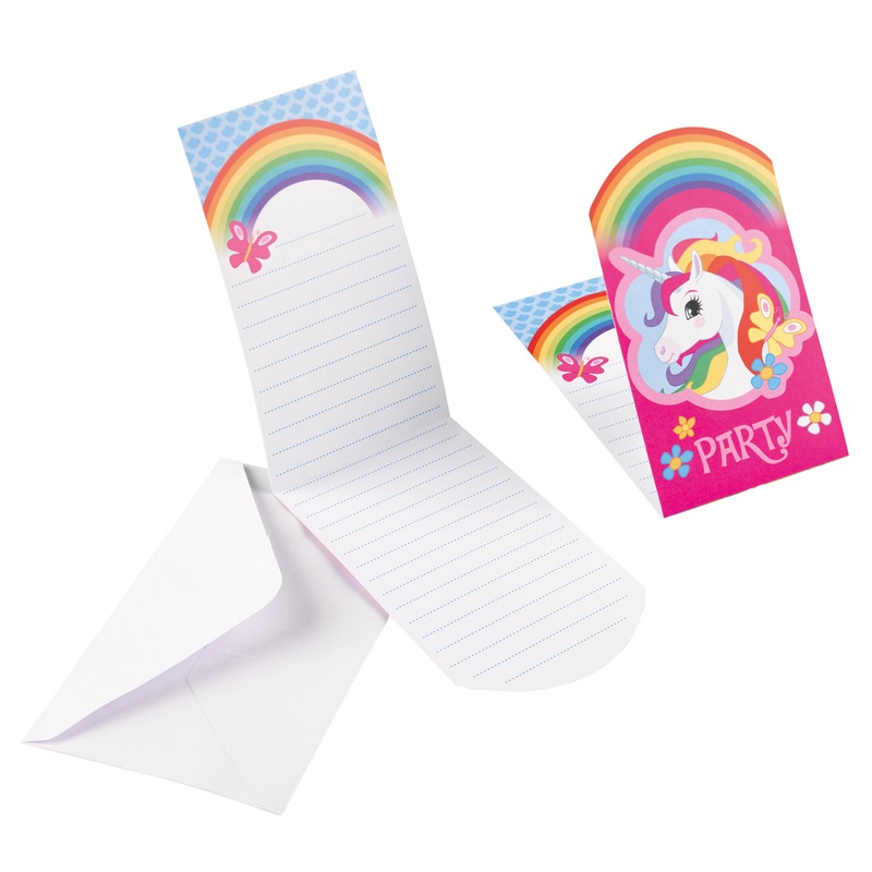 Unicorn Rainbow Sparkle Invitation Card 8 pieces