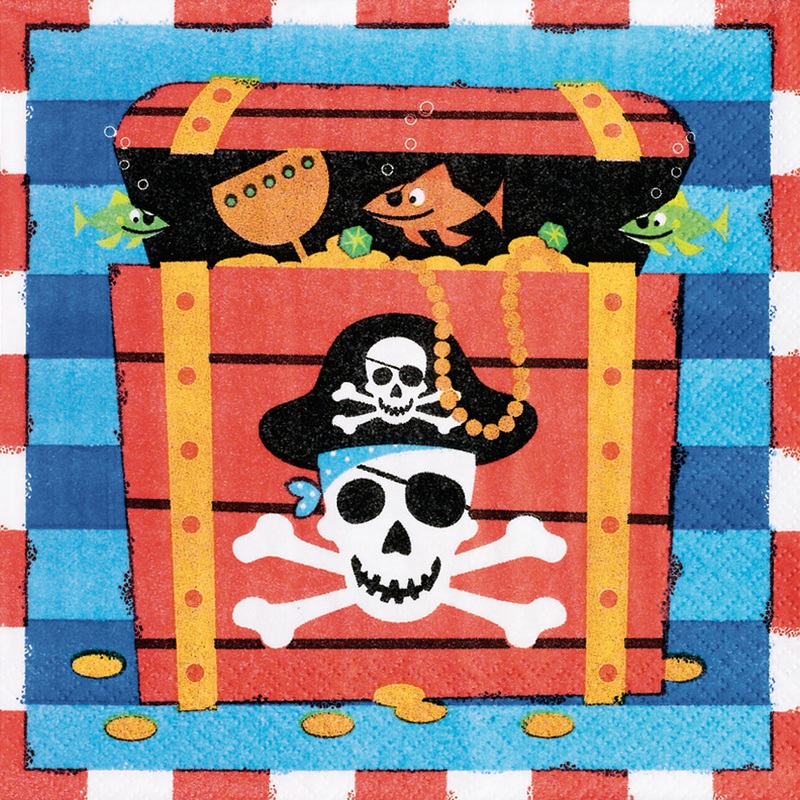 16 pirate treasure napkins 33cm