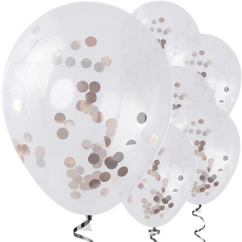 5 confetti balloons rose gold 30cm