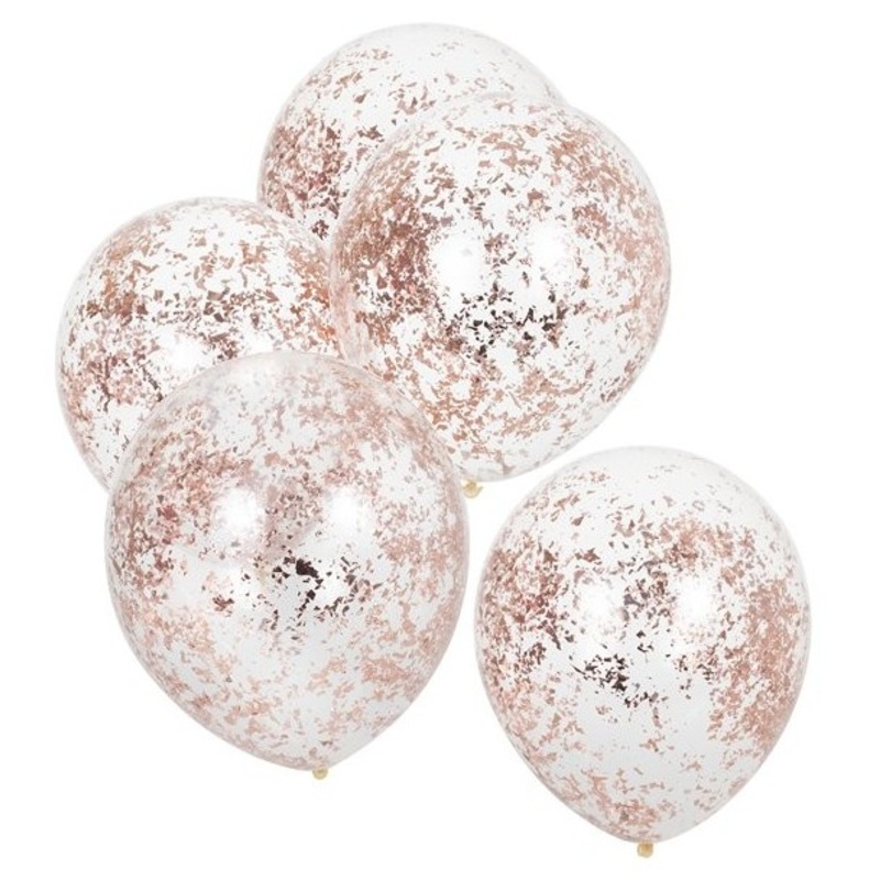 5 rose gold confetti balloons Swing 30cm