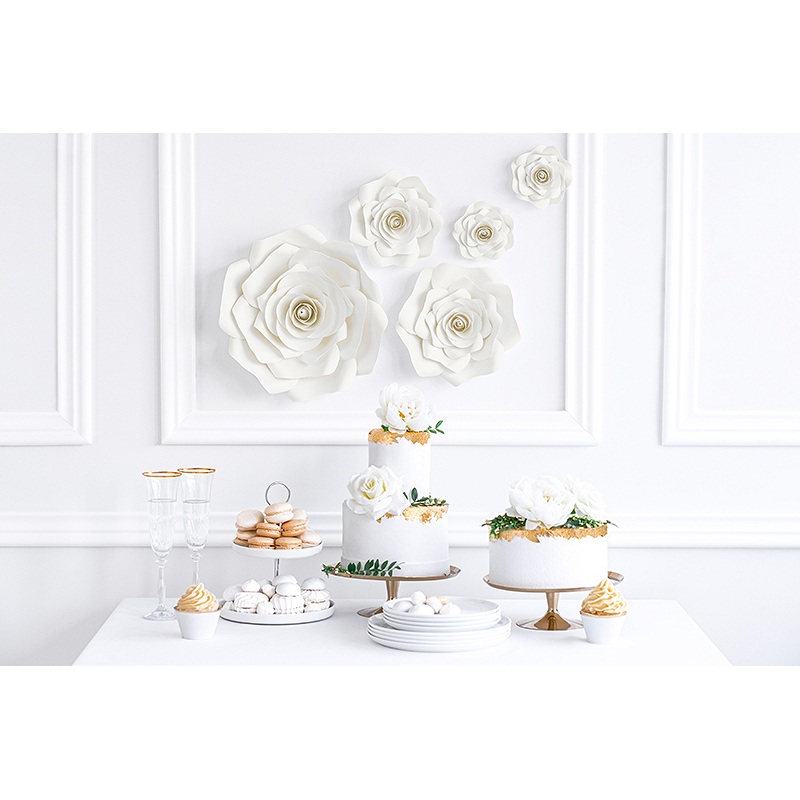 5 white wall decoration flowers