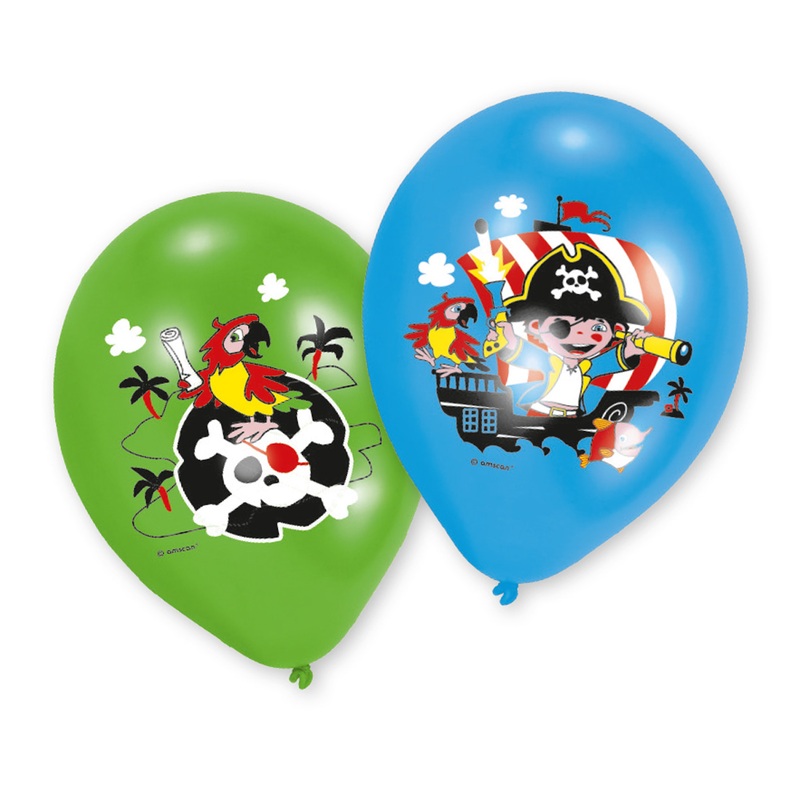 6 colorful pirate adventure balloons 28cm