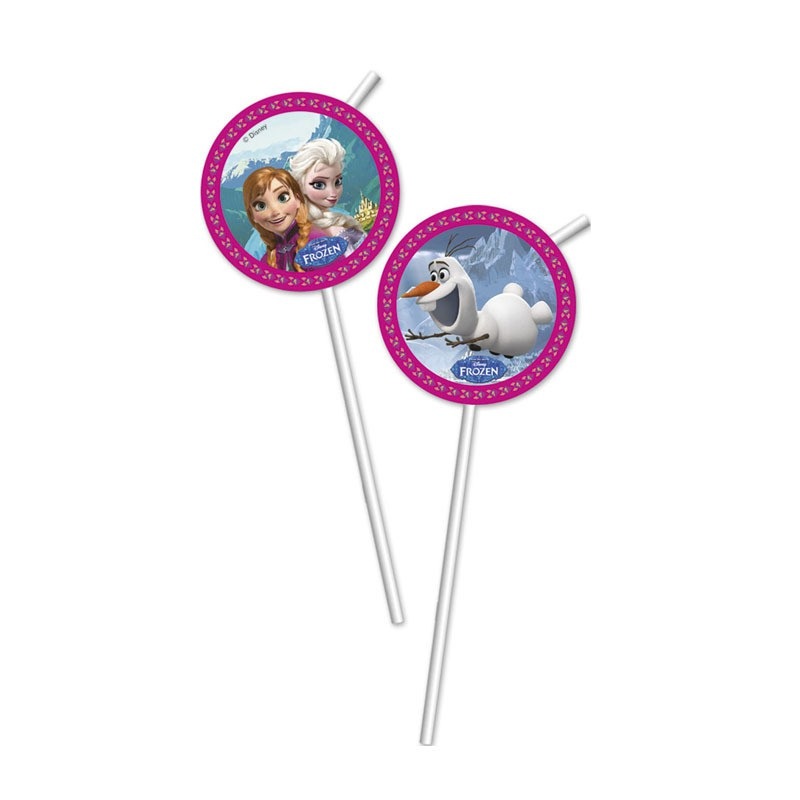 6 frozen winter tale straws 24cm