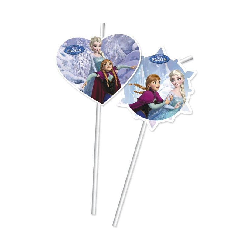 6 Frozen Winterwald Flexi Straws 24cm