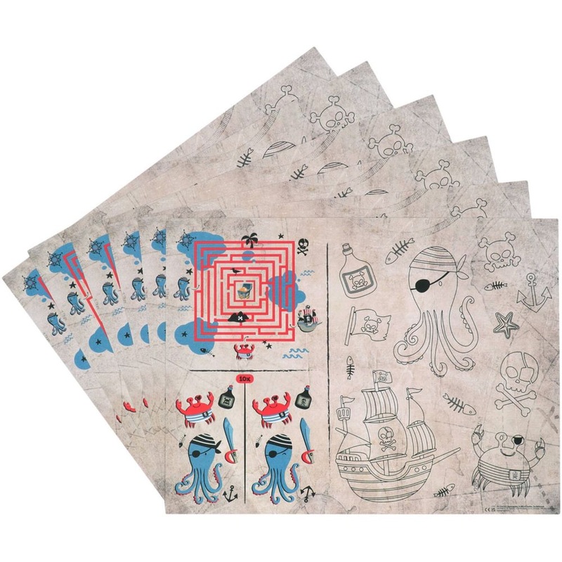 6 Kaper-Crew Pirate Party Placemats 40x30cm