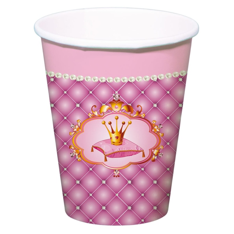 6 princess crown paper cups 250ml