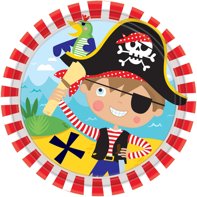 8 paper plates Partytime Pirate 17.7cm