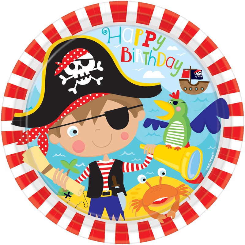 8 paper plates Partytime Pirates 23cm
