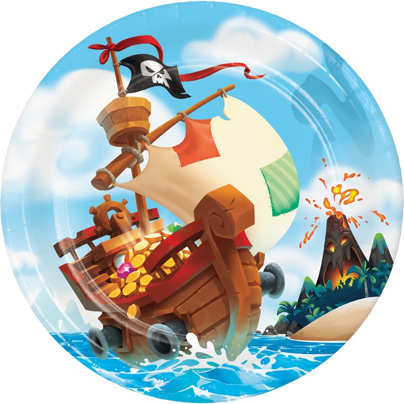 8 pirate crew paper plates 23cm
