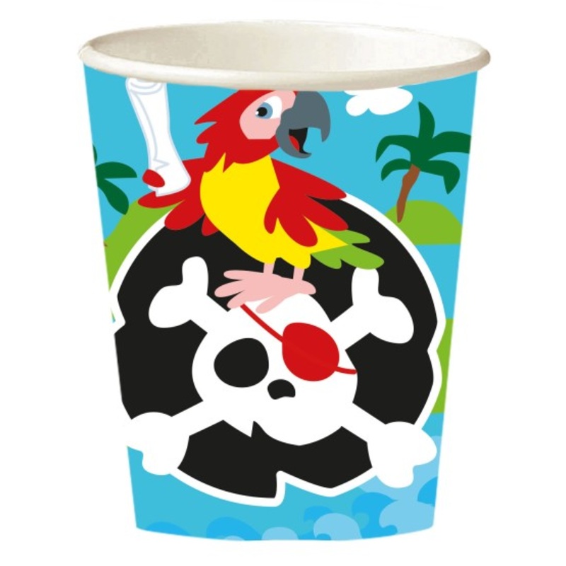 8 pirate party paper cups 266ml