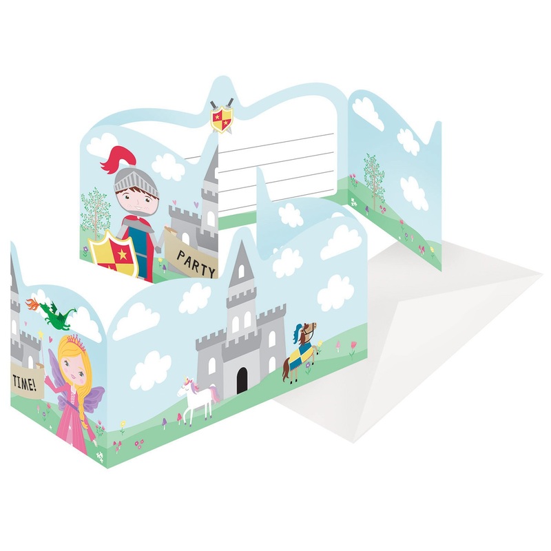 8 princess & knight invitation cards