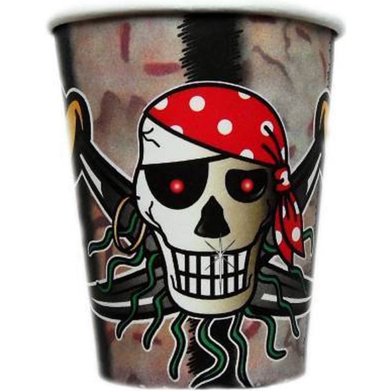8 Sebastian Saber Pirate paper cups 250ml