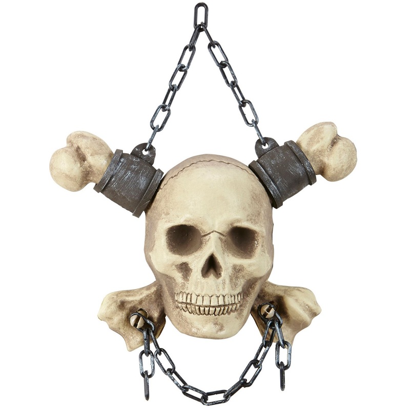 Dead deco pirate skull in chains 28cm
