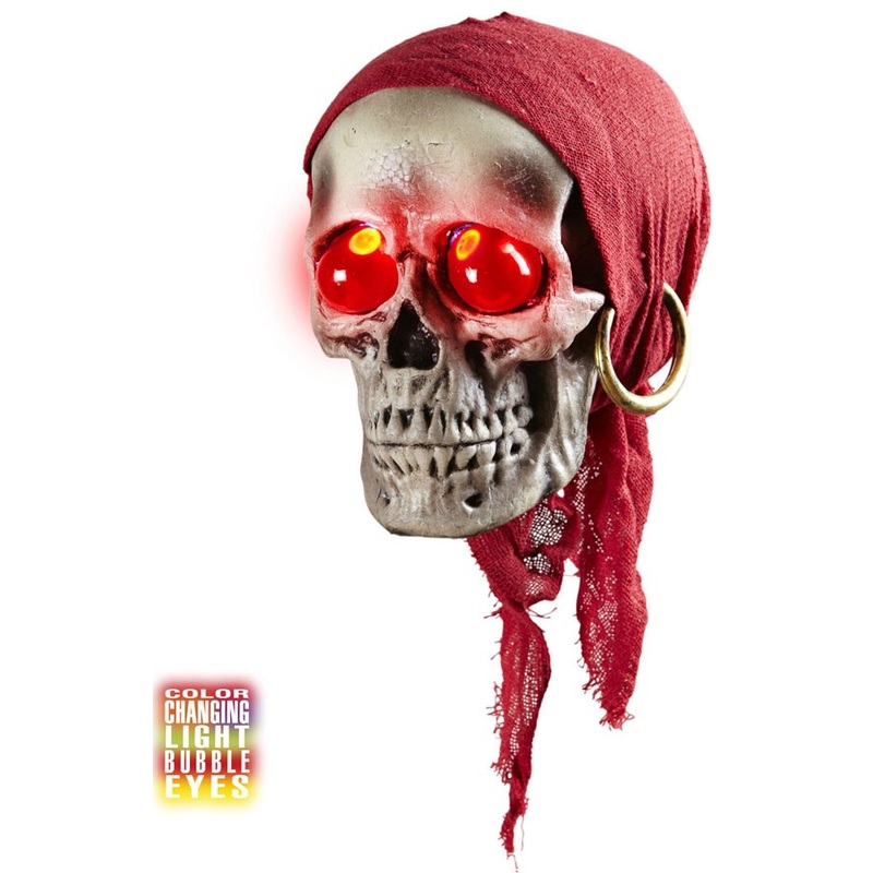 Halloween decorative pirate skull with light effects
