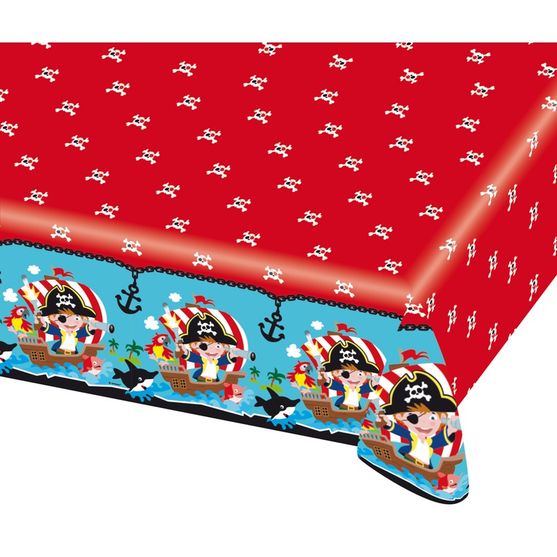 Little pirate Tommy on a treasure hunt tablecloth red 120x180cm