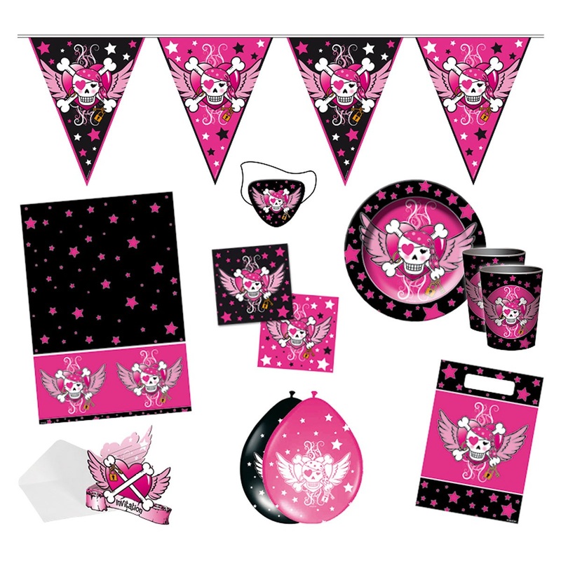 Pink children's party set 70 pieces
