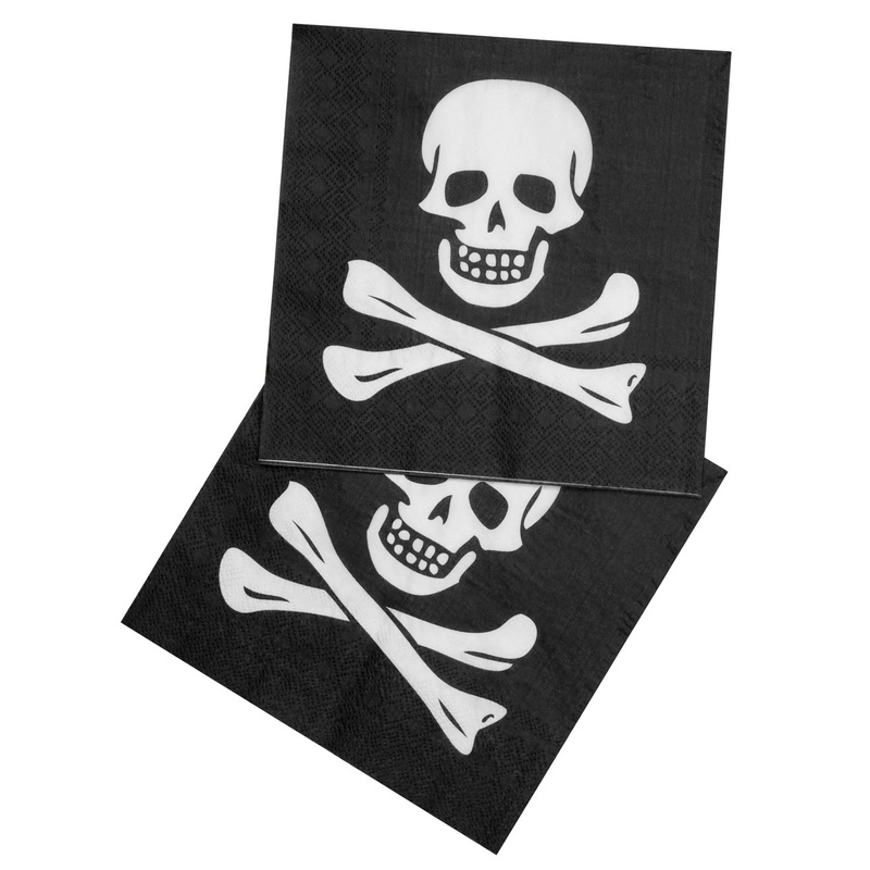 12 pirate party skull napkins 33 x 33cm
