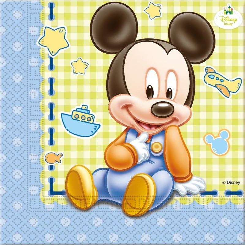 20 Mickey Mouse baby shower napkins 33cm