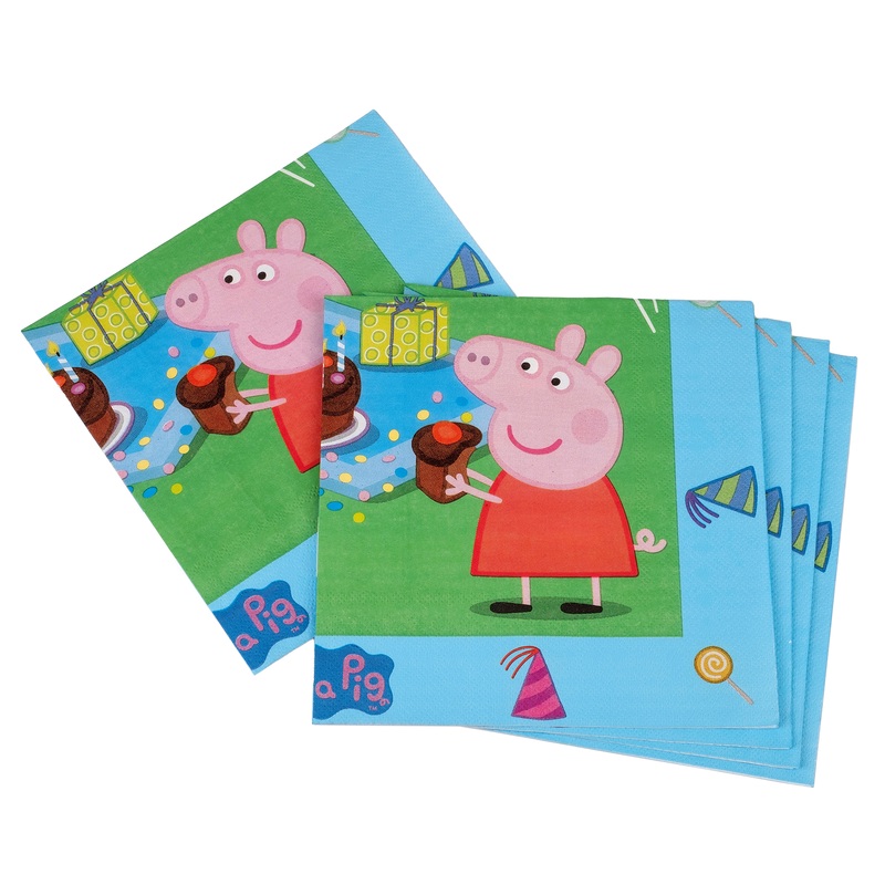 20 Peppa Pig rainbow napkins 33 x 33cm